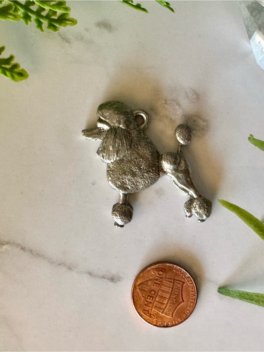 Silver Poodle Pet Charm Pendant - Small Decorative Accent